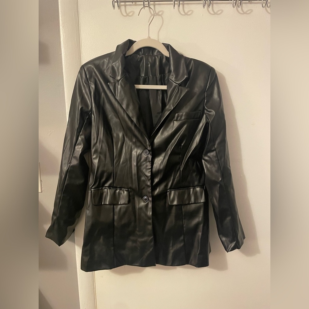 Faux Leather Blazer